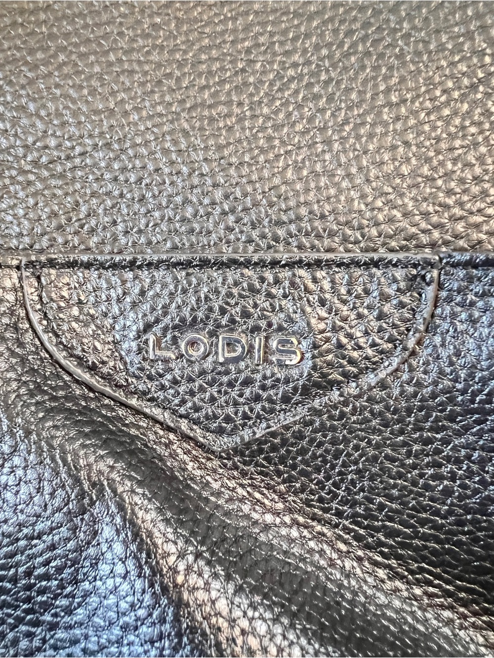Lodis Large Black Leather Zippered Travel Tote - Picture 8 of 13